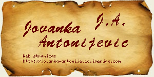 Jovanka Antonijević vizit kartica